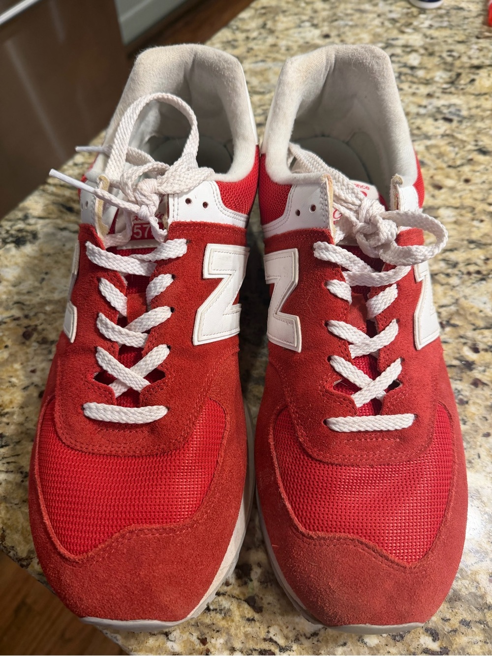 New Balance Red & White Classic 574 Athletic Sneaker